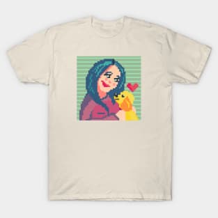 Girl and her dog pixel art T-Shirt